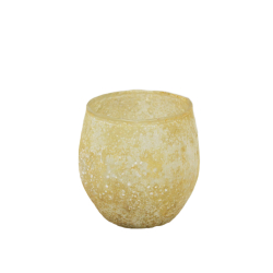 Lampion szklany na T-light  Świecznik Rustykalny Beżowy/Żółty